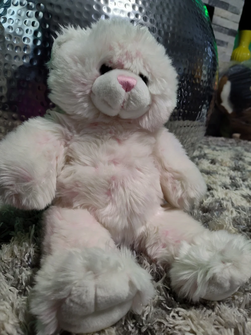 Build-A-Bear Workshop Pink & White Swirly Teddy Bear Retired Plush 15